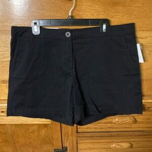 Crown &‎ Ivy Preppy Modest Black Essentials Chino Shorts Women 16 NEW Old Money